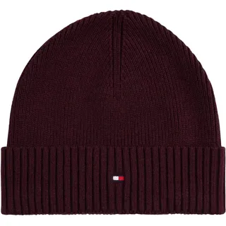 Tommy Hilfiger Herren Strickmütze Flag Cotton Beanie mit Kaschmir, Braun (Deep Burgundy Melange), Einheitsgröße - Einheitsgröße