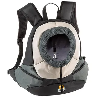 Ferplast Hunderucksack KANGOO, Katzentrucksack, Hundetasche, verstellbare Gurte, Sicherheitsgurt, max. 6 kg, 37 x 16 x 36,5 H cm, Grau