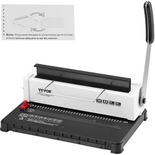 Vevor Spiralbindegerät, Manueller Buchmacher 34-Loch-Bindung 120 Blatt, Stanzbinder verstellbar 3/16- 9/16 Zoll Spiralbinderücken, für Briefformat, A4, A5