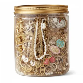Grtheenumb Vintage-Schmuck, Gold Mystery Schmuckdose Set |.10-teiliges Mystery-Glas-Set, verschiedene goldfarbene Ohrringe, Ringe, Halsketten, Geschenkverpackung für Frauen