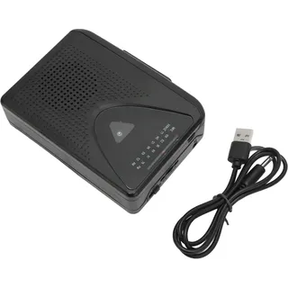 Ausla Kassettenrekorder Tragbarer Kassettenspieler mit Transparentem Lautsprecher, Zwei Lademethoden, Kassettenspieler, Retro-Stereoanlage mit Langer Antenne für Drinnen und Draußen, Schwarz