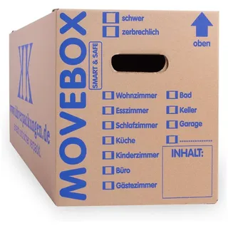 KK Verpackungen Umzugskarton, 5 Umzugskartons Movebox Smart & Safe Umzugskiste 30 kg Braun braun