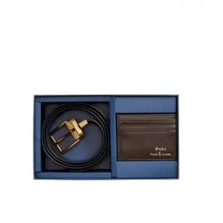 Polo Ralph Lauren für Herren. 405880721002 Brauner Ledergürtel und Kartenhalter-Set (OSFA), Lässig, Klassisch