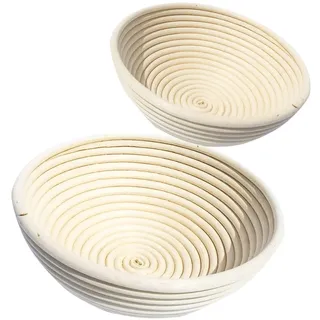 Layba Gärkorb Set Rund (Mittel + Groß) – Rattan Banneton Teiggare für Sauerteig & Hefeteig