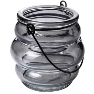 Glaslaterne mit Henkel 8cm. Teelichthalter Windlicht Kerzenhalter Kerzenglas (Anthrazit)