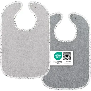 Wörner Südfrottier Wörner 2er Set Riesen-Lätzchen mit Druckknöpfen - Grau Hellgrau