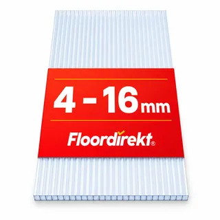 Floordirekt Hohlkammerplatte Stärke: 4 mm, 60,5 x 121 cm, Transparent Stegplatten Doppelstegplatten aus Polycarbonat - Hohlkammerplatten für Garten, Gewächshaus & Modellbau