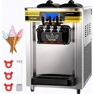 Vevor Kommerzielle Softeismaschine 2350 W Arbeitsplatte Softeismaschine 22-30 L/Std.Softeismaschine Desktop, Softeismaschine 3 Geschmack