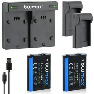 Blumax Set mit Lader für Sony NP-BX1 RX100 1100 mAh Kamera-Akku