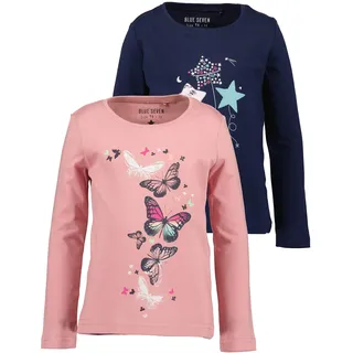 blue seven Mädchen Langarmshirts MARKETPLACE - 2er Pack M01 - Mauve + Ultramarin 110 - 110-116