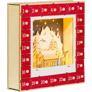 Homcom Weihnachtsdorf Adventskalender 34 x 7 x 34 cm Rot