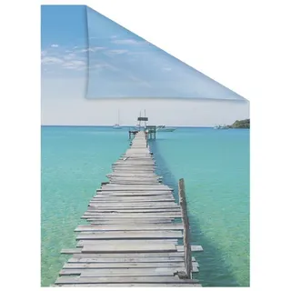 Lichtblick Fensterfolie El Mar 1 St., blickdicht, strukturiertKlebepunkte, selbstklebend, Sichtschutz blau B/L: ca. 100x100 cm