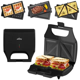 HOMELUX 3-in-1-Sandwichmaker Sandwich-Toaster Waffeleisen Grill Ultracompact, 800 W, Antihaftbeschichtet, Schnelles und Gleichmäßiges, Leichte Reinigung schwarz