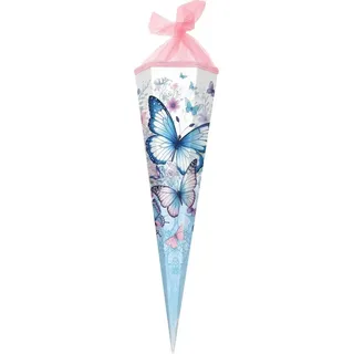 Goldbuch Schultüte 85 cm 6-eckig Schmetterlingsgarten - Rosa/Blau