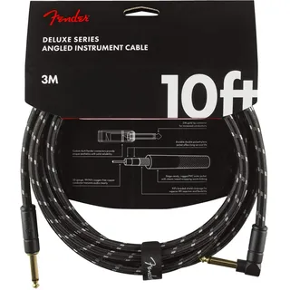 Fender Deluxe Instrumentenkabel, gerade/abgewinkelt, 3 m | 99 % sauerstofffreies Kupfer, 24 Karat vergoldete 6,35-mm-Klinkenbuchsen, rauschfreies Signal, Live-Auftritt, Studio