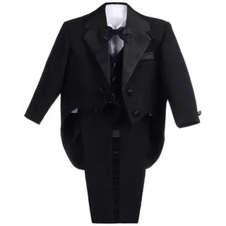 Lito Angels Baby Jungen 5-teiliges Smoking-Anzug-Set, Schwarz/Weiß | Klassischer Frack, 5-teilig: Sakko, Weste, Hemd, Hose, Fliege, Hochzeit,Sakko mit Revers, Hochzeit, Taufe, Kommunion - 3-4 Jahre