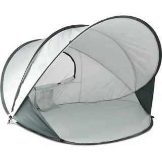 Deryan Luxus Pop Up Strandzelt XXL - Silber grau 3 Personen