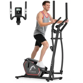 Ellipsentrainer – Ellipsentrainer bis 150 kg – 10 kg Schwungrad – 16 Stufen magnetischer Widerstand – LCD-Display – Schwarz - Schwarz