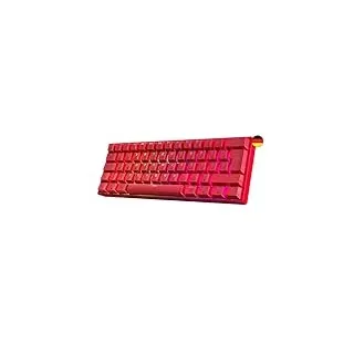 GK61 Hot-Swap Mechanische Gaming-Tastatur - 62 Tasten Mehrfarbige RGB-LED-Hintergrundbeleuchtung für PC-/Mac-Spieler - ISO Deutsches Layout (Gateron Optical Brown, Rot)