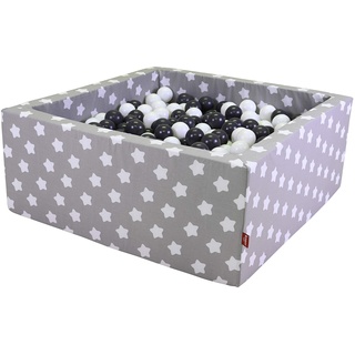 Knorrtoys Bällebad soft grey white stars eckig inkl. 100 Bälle grey/creme