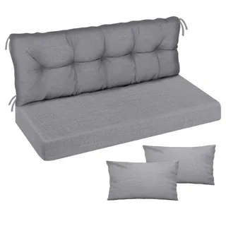 Auflage für Hollywoodschaukel 100x50x50 Gartenbankauflage Bank Sitzkissen Rückenkissen Polsterauflage Matratze Gartenpolster, Glatt-Pik Flachs [133] - Grau