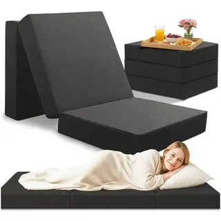 Klappmatratze Klappmatratze- 3teilige Gästematratze klappbar extra dick (14 cm), Blumtal, 14 cm hoch, (hautfreundlich & waschbar), rückenfreundliche Faltmatratze Schaumstoff- Schlafmatratze + Bezug 90 cm x 200 cm x 14 cm