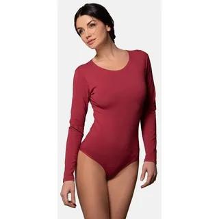 Evoni Damen-Body I Bodysuit mit Rundhals für Frauen I Langarm-Body in verschiedenen Farben I Optimale Alternative für Sport & Freizeit S Bordeaux - S