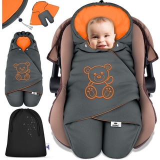 Kidiz KIDIZ® Baby Einschlagdecke Winter mit Kapuze +Tasche Babyeinschlagdecke Universal für Babyschale, Autositz, z.B. für Maxi-Cosi, Römer für Buggy Babybett Kinderwagen & alle Gurtsysteme 3 & 5-Punkt Gurt