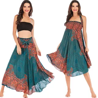 Daysskk Sommerrock Damen Lang - Maxirock, Boho Strandkleid Kurz, Hippie Rock, Wickelrock Strand - 37”