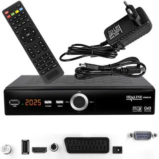 Hd-line 20900 HD Sat Receiver Satellit DVB S2 HD Receiver für SAT Digitaler Satelliten SAT Receiver (DVB-S/S2, HDMI, SCART, 2X USB 2.0, Full HD 1080p) (Vorprogrammiert für Astra Hotbird und Türksat)