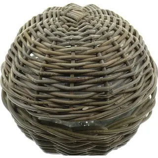 Van der Leeden Hängeampel Rattan Grau mit Metallaufhänger Ø 38 cm