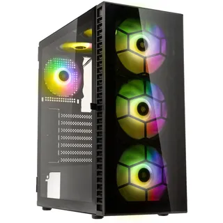 Kolink Observatory HF Glass PC-Gehäuse, Sechs ARGB-Lüfter, 330 mm GPU-Freiheit, ATX-Motherboard, Glasfrontplatte, Stahl, Mid-Tower, Schwarz