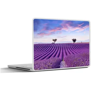 MuchoWow Laptop-Aufkleber Lavendel - Natur - Lila - Bäume - Blumen, (1tlg), Selbstklebendes Laptop Folien Cover, Sticker, Kratzschutz, 40x30 cm bunt Ø 50.00 cm x 40 cm x 30 cm