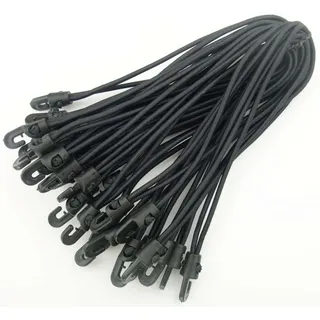 40 Stück Spannfix Planenspanner 25 cm, Ø 4 mm Schwarz - Spanngummi Expander mit Haken (40 Stück, Schwarz)