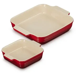 Le Creuset Klassisches Quadratisches Backform-Set, 2-teilig, 14/23 cm, Kirschrot