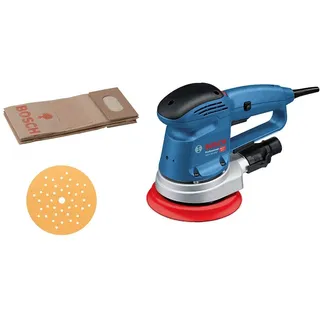 Bosch GEX 34-150 inkl. Schleifteller-⌀ 150mm, Schleifblatt C470 für Holz, Absaug-Adapter, Papierstaubbeutel