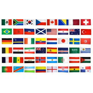 Flaggenfritze® WM Flaggen Set Fußball 2026-48 Nationalflaggen Aller Teilnehmenden Länder - 90 x 150 cm