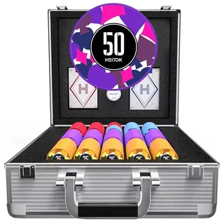 HEITOK Pokerkoffer 600 Chips – Professionelles 11,5g Texas Hold'em Set im Aluminiumkoffer mit 2 Kartendecks & Dealer Button
