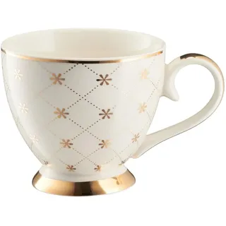 VILLA ITALIA - FABIOLA Cappuccino Tassen Groß 450 ml - Jumbo Porzellan Kaffeetassen Set Weiß - Elegante Tasse - Kaffeeservice - Kaffeebecher Porzellan