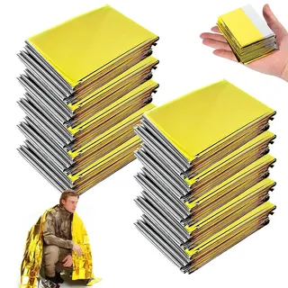 HENGBIRD Rettungsdecken 10 Stück, Rettungsdecke Gold Silber 210 X 130 cm, Rettungsfolie, Notfalldecke, Rettungsdecke Extra Stark, Emergency Blanket für Erste Hilfe Wandern & Camping und Outdoor