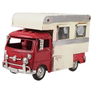 Wohnmobil rot aus Metall 26 cm mit Spardose Camper Auto Oldtimer Nostalgie Wohnwagen Camping Caravan Sparbüchse