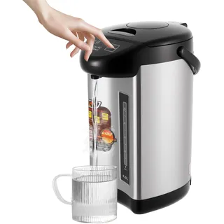 TONFEION Heißwasserspender 4L Thermopot, 92-95°C Wasserkocher Edelstahl, Heißgetränkespender 750W, Glühweinkocher mit Thermostat und Überhitzungsschutz, Heißgetränkeautomat Glühweinwärmer