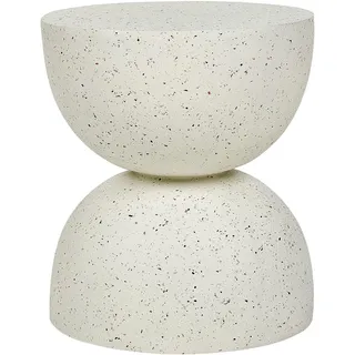 Beliani Beisttelltisch, Weiß Stein, 40x46x40 cm, Wohnzimmer, Wohnzimmertische, Beistelltische