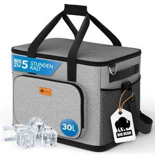BigDean 30L Kühltasche groß Isolierte Kühlbox faltbar auslaufsicher & wasserdicht – Thermotasche Picknicktasche Lunchtasche Isoliertasche Einkaufstasche– bis zu 5h Kühldauer