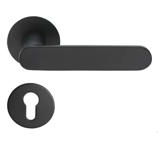 Meintürgriff Drückergarnitur Georgetown Flachrosette Schwarz Matt Türdrücker PZ