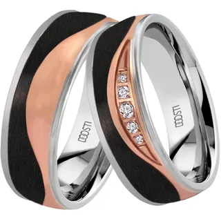 Trauring »Schmuck Geschenk Edelstahl Trauring Ehering Partnerring LIEBE« wahlweise mit oder ohne Zirkonia, 16475202-52 edelstahlfarben-roségoldfarben-schwarz ohne Zirkonia