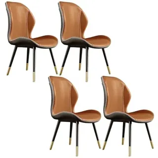 Widppsopt Moderne Esszimmerstühle, skandinavischer Esszimmerstuhl ohne Armlehnen, glamouröser Leder-Esszimmerstuhl mit Ohrensessel und Matter Oberfläche für Küche und Esszimmer, 4er-Set, Dun