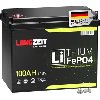 LANGZEIT Batterien Langzeit LiFePO4 100Ah 12V
