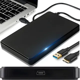 Retoo 2,5 Zoll Festplattengehäuse USB 3.0, SATA I/II/III, werkzeuglos | Bis 640 Mb/s, Plug & Play, ABS, 12 x 7,5 x 1,4 cm, USB-Kabel, Windows 2000-10, Mac OS 9 X, schwarz