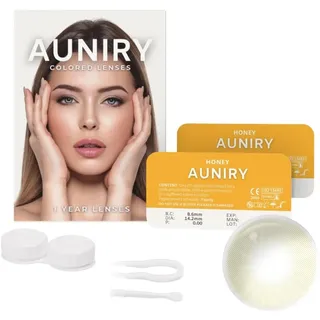 AUNIRY Kontaktlinsen Farbige Braun "HONEY" Natürliche: Komplettset (2 Linsen, Pinzette, Applikator und Kontaktlinsenbehälter), 12 Monate, keine Korrektur, 0 Dioptrien und DIA 14,2 mm | AUNIRY